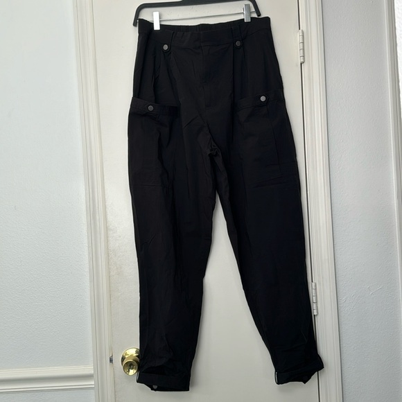 Gentle Herd Black Pocket Taper Cotton Nylon Blend Ankle High Waist Pants Size XL - Picture 2 of 10